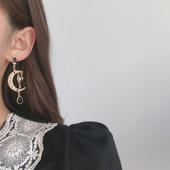 💙LAST ONE 💖Crystal Rhinestone Moon Star Earring - Picture 4 of 6